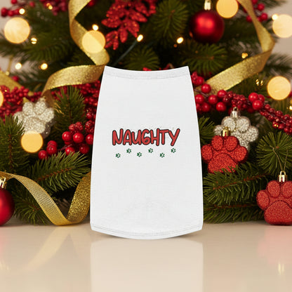 Naughty Holiday Tank — White Pet Tank Top