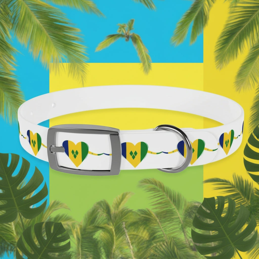 Dog collar with heart designs on a white background