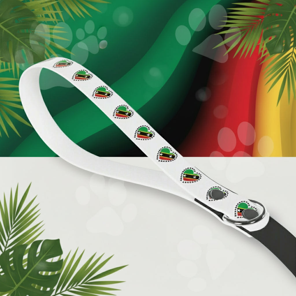 White belt with decorative elements on a gray background