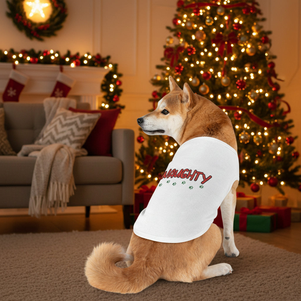Naughty Holiday Tank — White Pet Tank Top