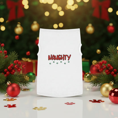 Naughty Holiday Tank — White Pet Tank Top