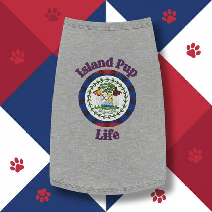 Gray skirt with 'Island Pop Life' design on a beach background