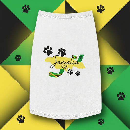 White towel with Jamaican flag design featuring a lion and paw prints on a textured background