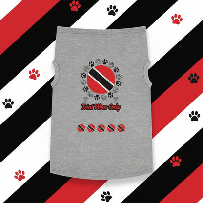 Gray sleeveless shirt with a Trinidad and Tobago flag design on a white background