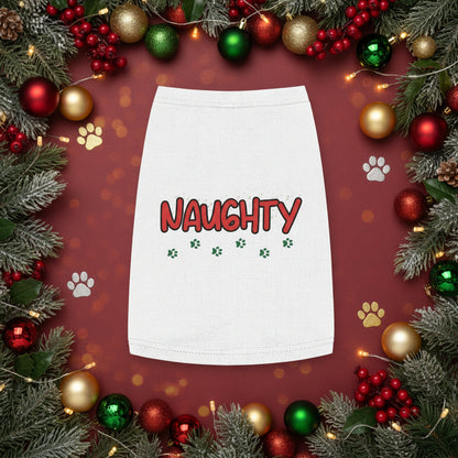 Naughty Holiday Tank — White Pet Tank Top