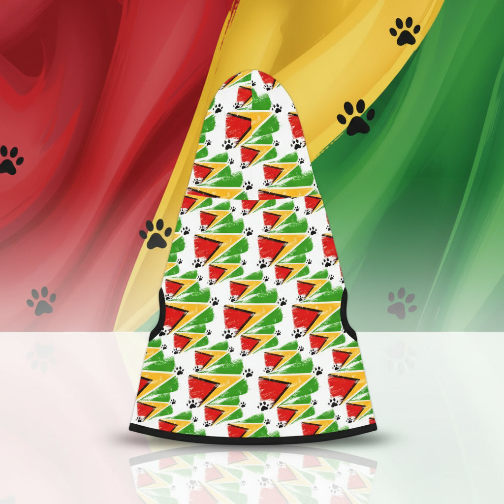 Dog coat with Guyana flag pattern on a white background