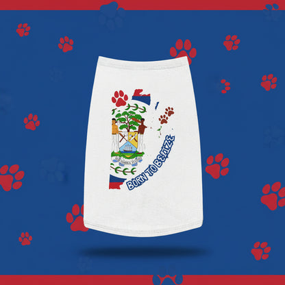 White towel with Belizean flag design and 'Born to Belize' text against a tropical background