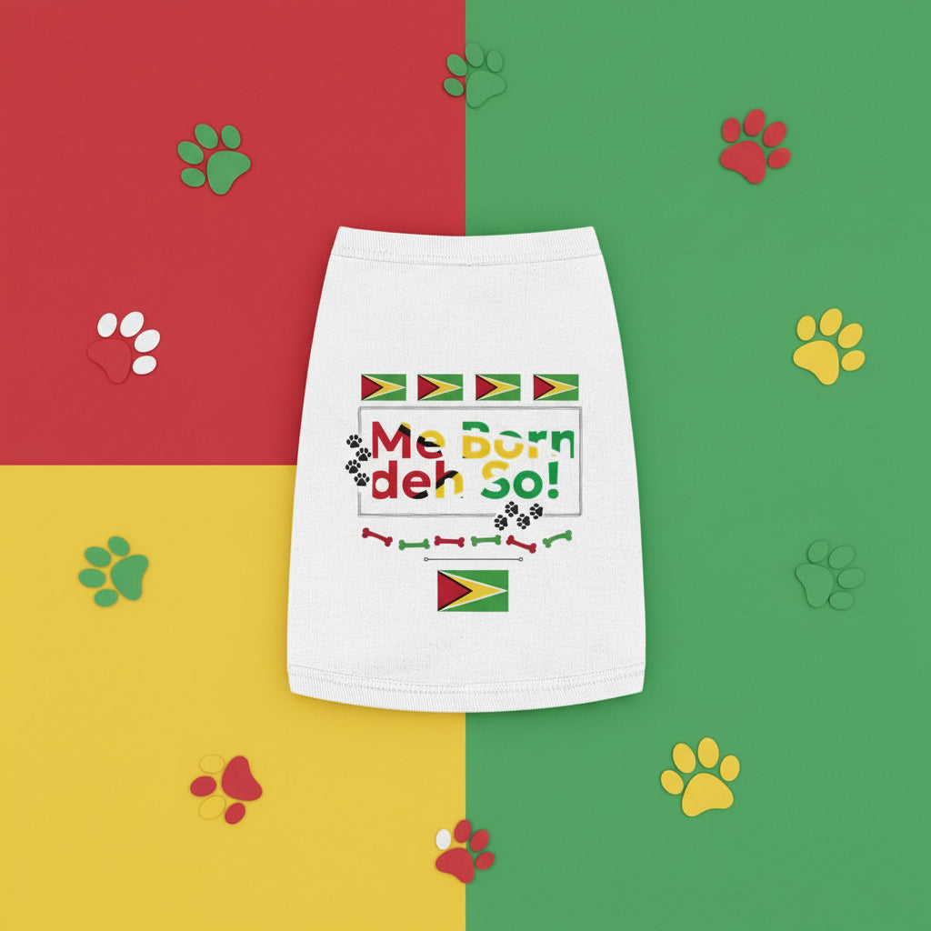 White skirt with colorful text and flag design on a white background