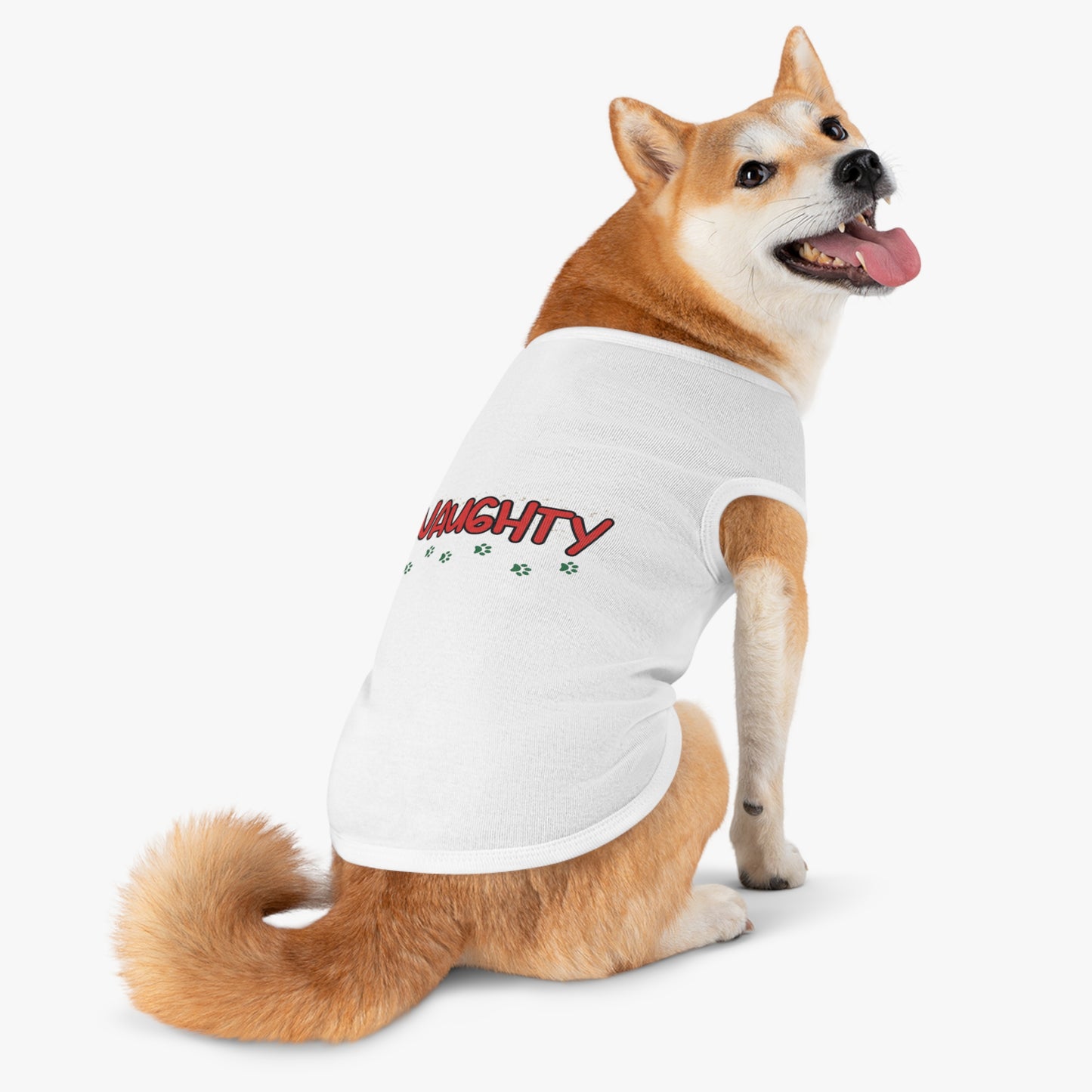 Naughty Holiday Tank — White Pet Tank Top