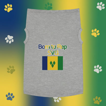 Gray sleeveless shirt with 'Born to Rep SVG' text and flag design on a white background