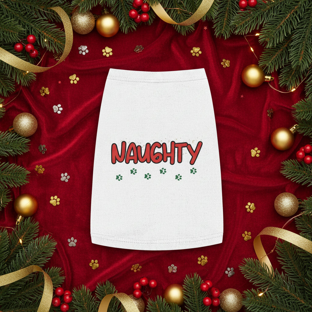 Naughty Holiday Tank — White Pet Tank Top