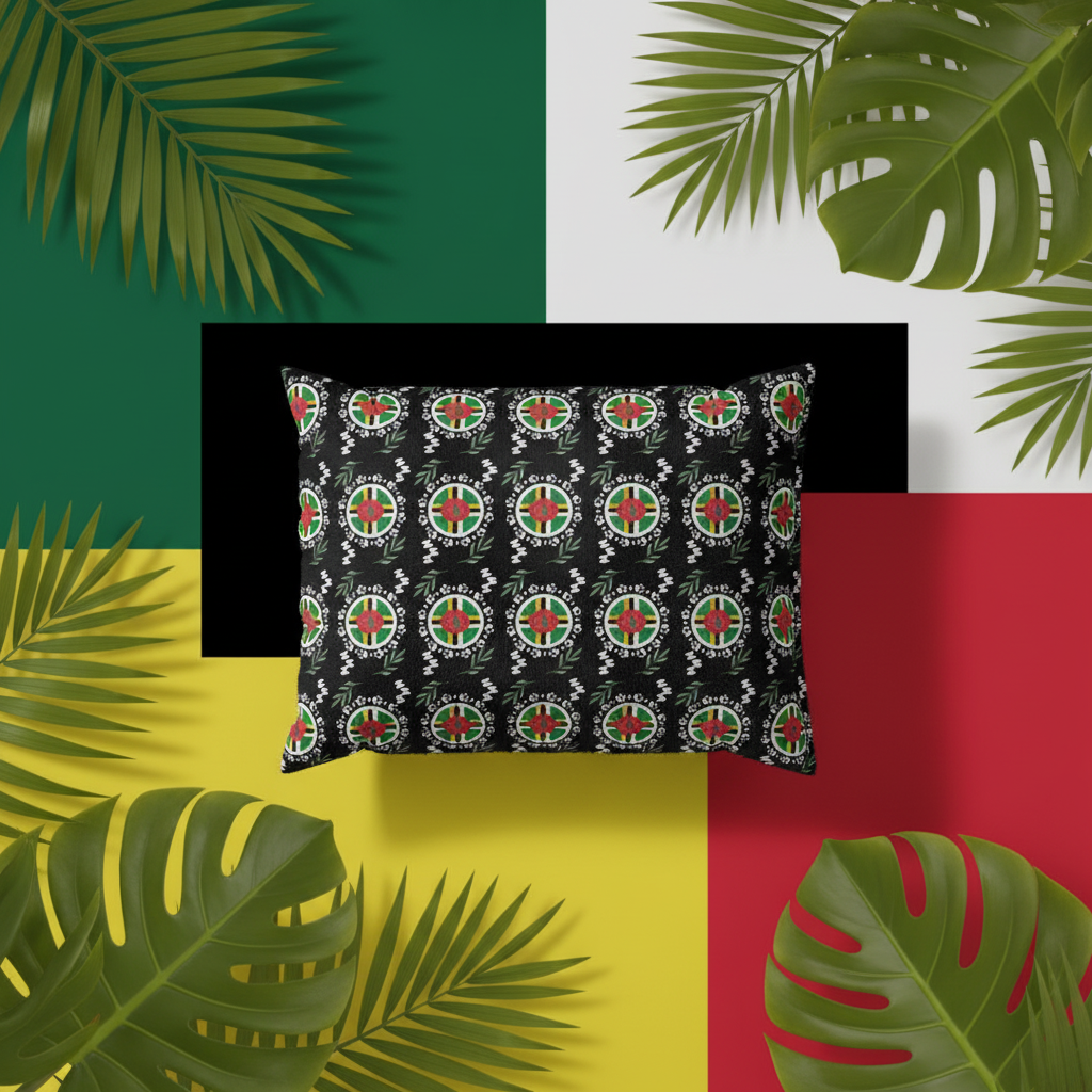 Pillow with a colorful pattern on a white background