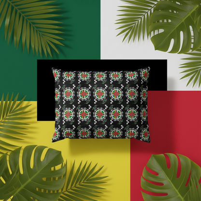 Pillow with a colorful pattern on a white background