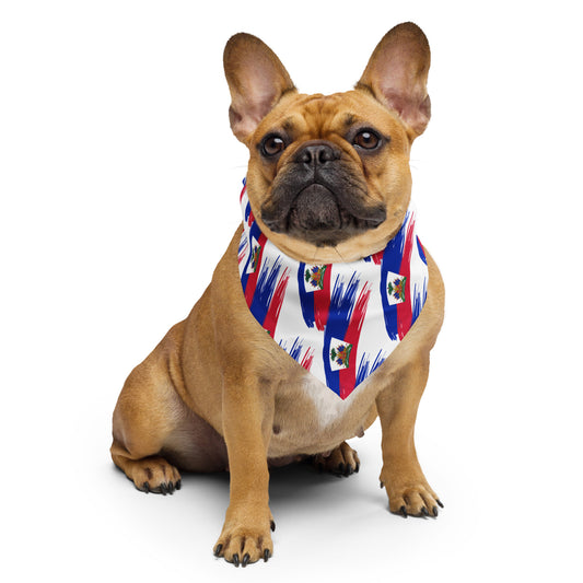 Painted Haiti Flag Pet Bandana