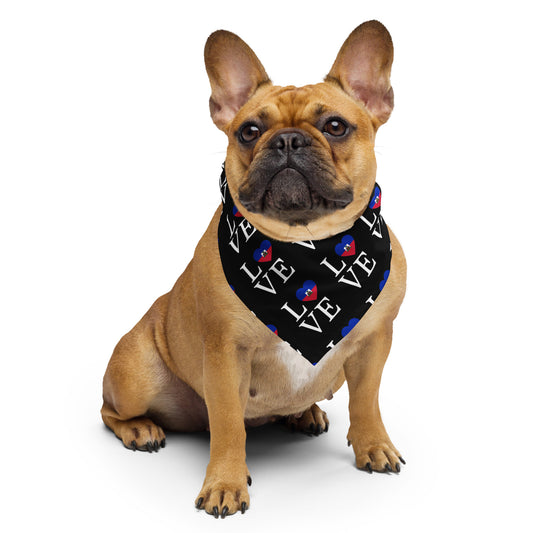 Haiti Love Pet Bandana - Black